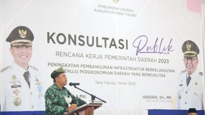 
					Ketua komisi 3 DPRD Tana Tidung, Hanapi saat hadir dalam kegiatan konsultasi publik penyusunan RKPD Kabupaten Tana Tidung Tahun 2023