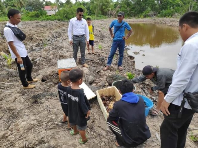 
					Pemerintah Desa Sambungan Kecamatan Tana Lia saat mengunjungi tambak kepiting salah satu warga bertempat di Desa Sambungan, Rabu (20/7)