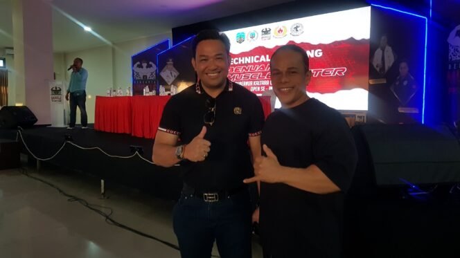
					Ketua Pengprov PBFI Kaltara Syamsuddin Arfah bersama Atlet Binaraga Nasional Iwan Samurai. Foto : Fokusborneo.com