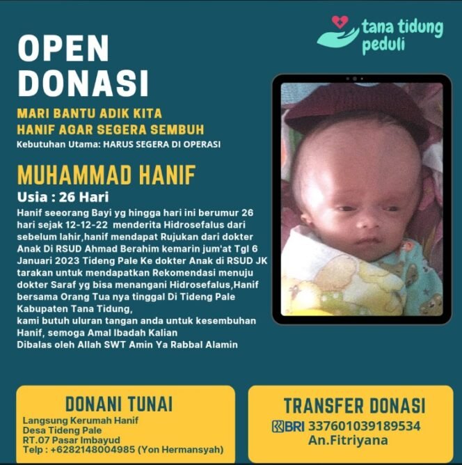 
					Butuh Biaya, Seorang Bayi di Tana Tidung Menderita Hidrosefalus dan Harus Segera di Operasi