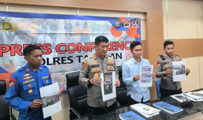 
					Kapolres Tarakan AKBP. Ronaldo Maradona menggelar konfrensi press soal tudingan IPW terkait kasus BBM. Foto : Humas Polres. 