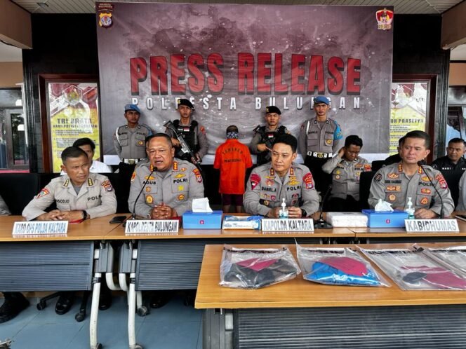 
					Mapolresta Bulungan melaksanakan kegiatan Press Release Dugaan Kasus Pembunuhan yang dipimpin langsung oleh Kapolda Kaltara Irjen Pol Daniel Adityajaya, S.H, S.I.K, M.Si,.