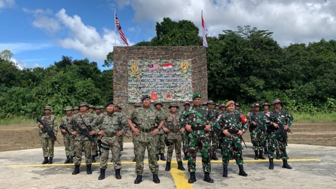 
					Upacara Penutupan Patroli Terkoordinasi Seri II/ 2023, Satgas Pamtas RI – Malaysia Yonarhanud 8/MBC dan Batalyon 22 RAMD