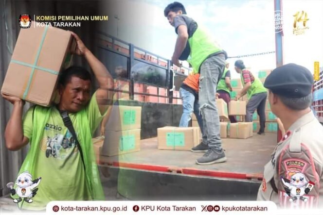 
					Logistik surat suara DPR RI dan DPRD Kabupaten/Kota datang. Foto : Humas KPU Tarakan 