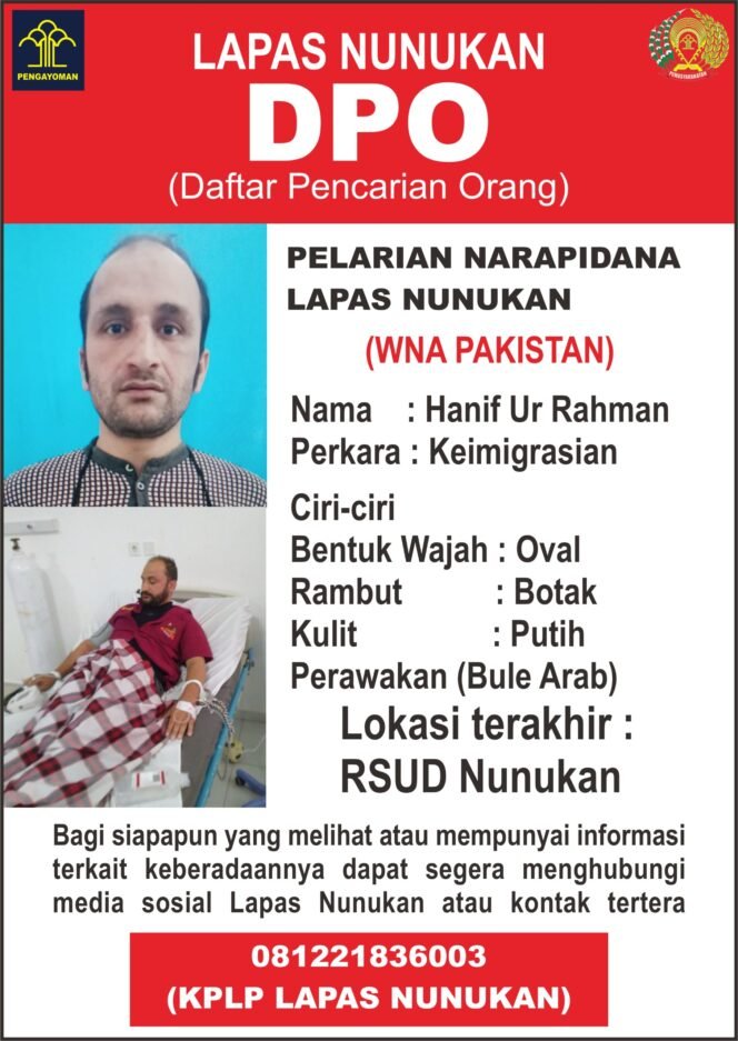 
					Napi WNA Asal Pakistan Kabur saat Rawat Inap di RSUD Nunukan
