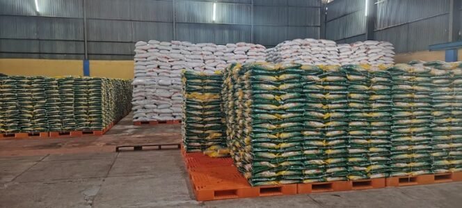 
					Stok beras di gudang Perum Bulog Kota Tarakan. Foto  : Ist
