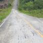 Jalan aspal yang rusak  di perbatasan RI - Malaysia Patok 708 Sekalayan Desa Sekadayun Taka Nunukan 