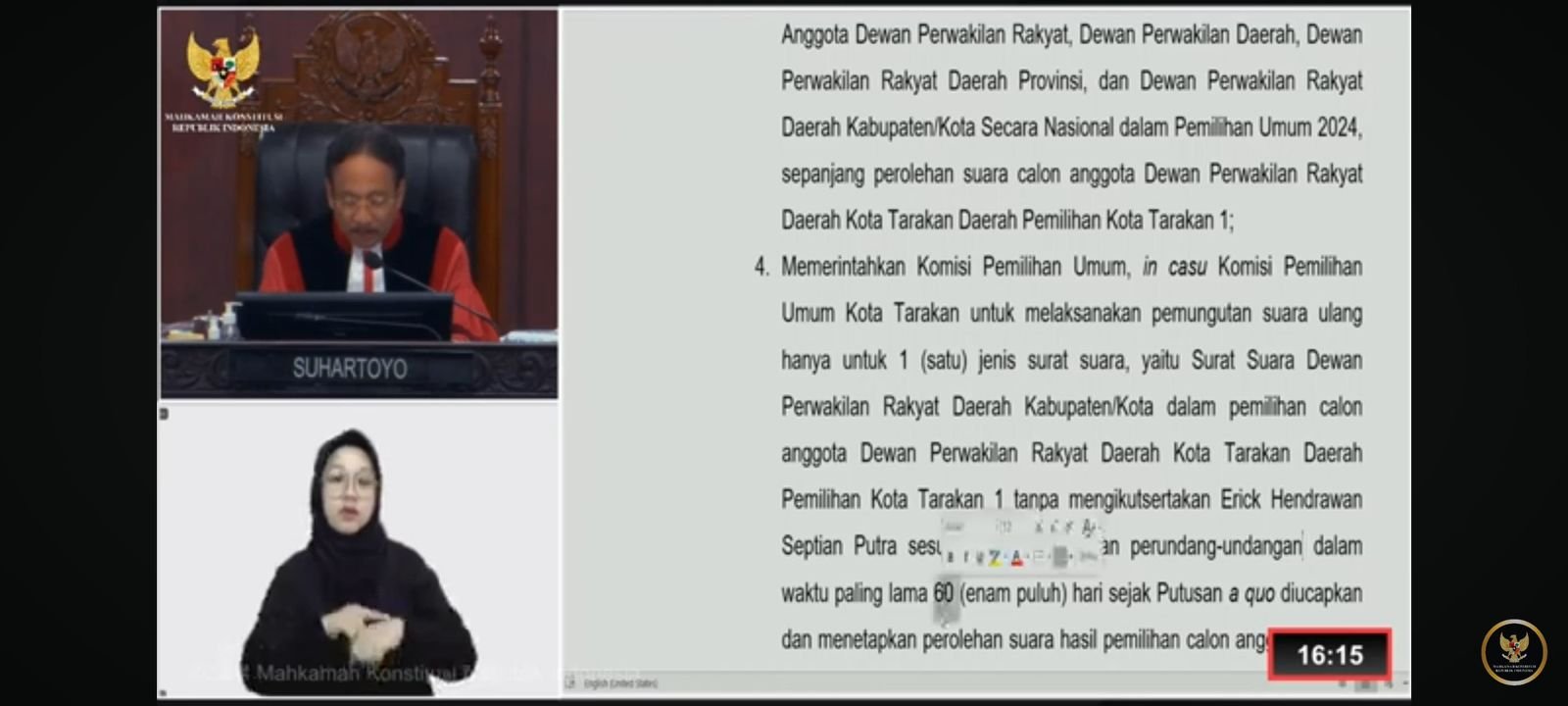 Putusan MK Diskualifikasi Erick Hendrawan dan Perintahkan PSU