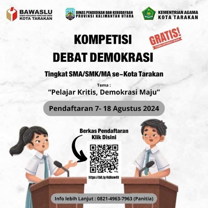 
					Ajak Pelajar Awasi Tahapan Pilkada, Bawaslu Tarakan Siap Gelar Kompetisi Debat Demokrasi
