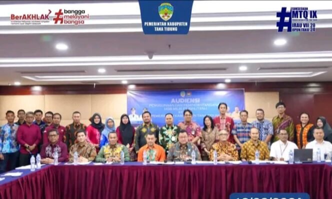 
					Pemkab Tana Tidung melalukan audiensi penggunaan dan pemindahtanganan HGB milik PT. Inhutani I di Ruang Kasuari, Lumire Hotel & Convention Center, Jakarta Pusat.