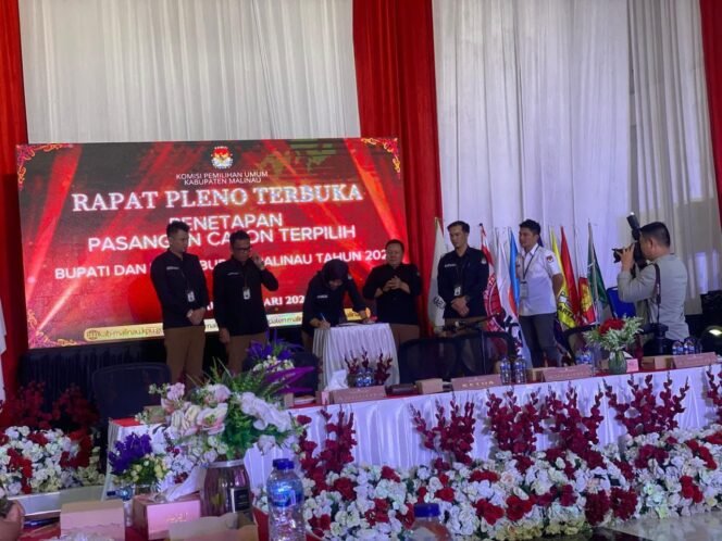 
					Komisi Pemilihan Umum (KPU) Malinau menetapkan Pasangan Calon (Paslon) Wempi W Mawa dan Jakaria sebagai Bupati dan Wakil Bupati terpilih hasil Pilkada 2024. Penetapan dilakukan dalam Rapat Pleno Terbuka yang digelar Kamis (9/1/2025)