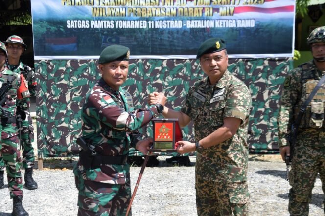 
					Pererat Persahabatan, Satgas Pamtas Yonarmed 11 Kostrad dan Batalyon 3 RAMD Malaysia Sukses Gelar Patkor Seri I 2025
