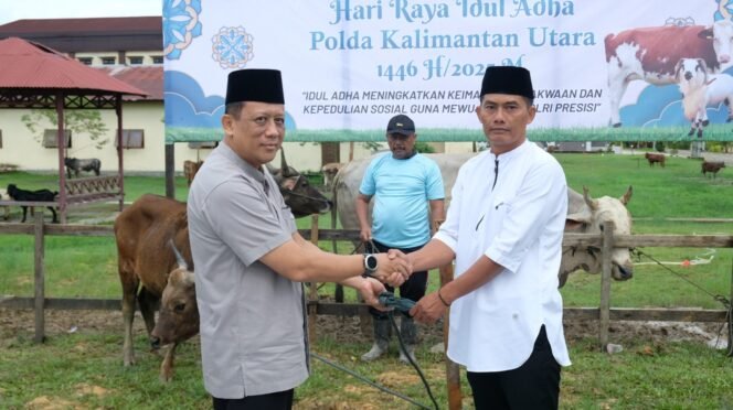 
					Polda Kaltara Laksanakan Pemotongan Hewan Kurban di Hari Raya Idul Adha 1446 H
