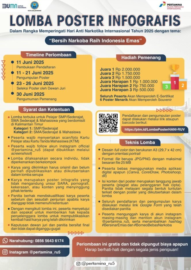 
					Gelar Lomba Poster Se-Kalimantan Timur, Cara Kilang Pertamina Unit Balikpapan Peringati Hari Anti Narkoba Internasional