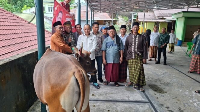 
					Anggota DPR RI Deddy Sitorus serahkan hewan kurban di Masjid Darun Najah Karang Anyar. Foto: Fokusborneo.com 