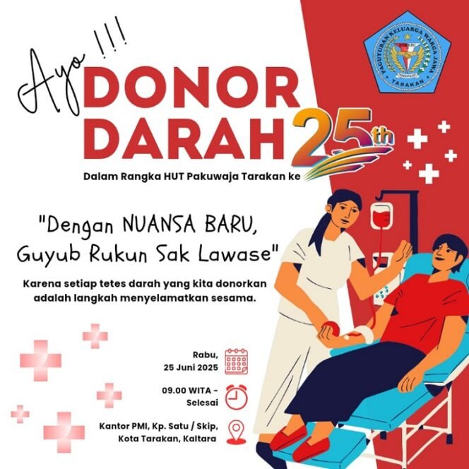 
					HUT Ke-25, Pakuwaja Tarakan Ajak Warga Donor Darah dan Saksikan Pentas Seni