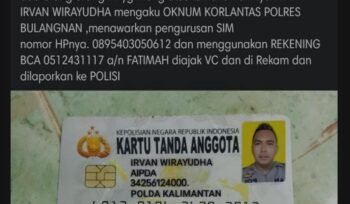 Salah satu postingan di media sosial yang diunggah oleh warga Kabupaten Bulungan memicu kekhawatiran di masyarakat. Postingan tersebut menyebutkan adanya seorang oknum yang mengaku sebagai anggota polisi bernama Irvan Wirayudha berpangkat AIPDA yang membuka praktik pembuatan SIM di wilayah hukum Polresta Bulungan.