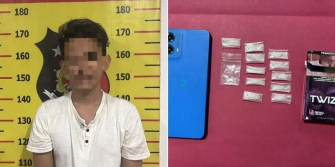 
					Pelaku P (26) ditangkap diduga edarkan sabu di kawasan Gang Kuburan, Kelurahan Teluk Pemedas, Kecamatan Samboja, Sabtu dini hari (26/7/2025).