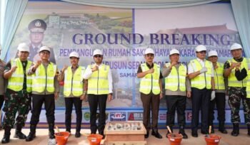 Peletakan batu pertama pembangunan RS Bhayangkara Tingkat IV Samarinda dan Rusun Polres PPU di Sepaku dihadiri Gubernur Kaltim Dr. H. Rudy Mas’ud dan Kapolda Kaltim Irjen Pol Endar Priantoro, Rabu (23/7/2025).
