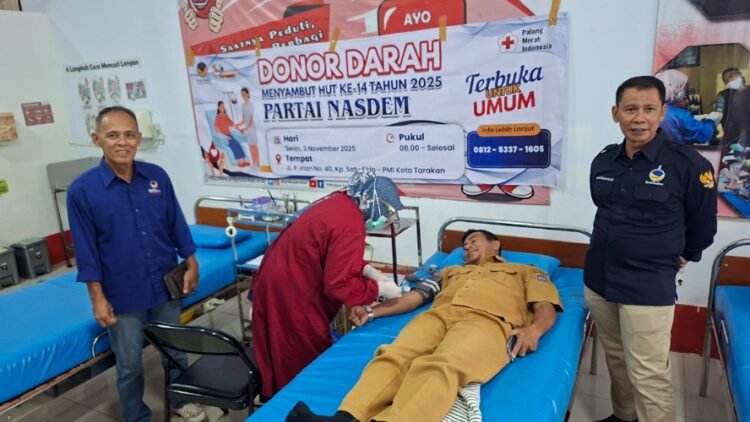 Perkuat Aksi Kemanusiaan Jelang HUT ke-14, Nasdem Kaltara Gelar Donor Darah