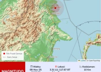Lagi, Gempa Magnitudo 4.4 Dirasakan Warga Tarakan