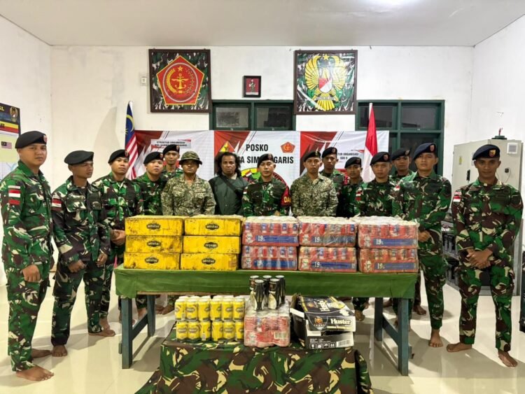 Satgas Pamtas Yonkav 13/SL Amankan Ratusan Kaleng Miras Ilegal di Perbatasan Nunukan