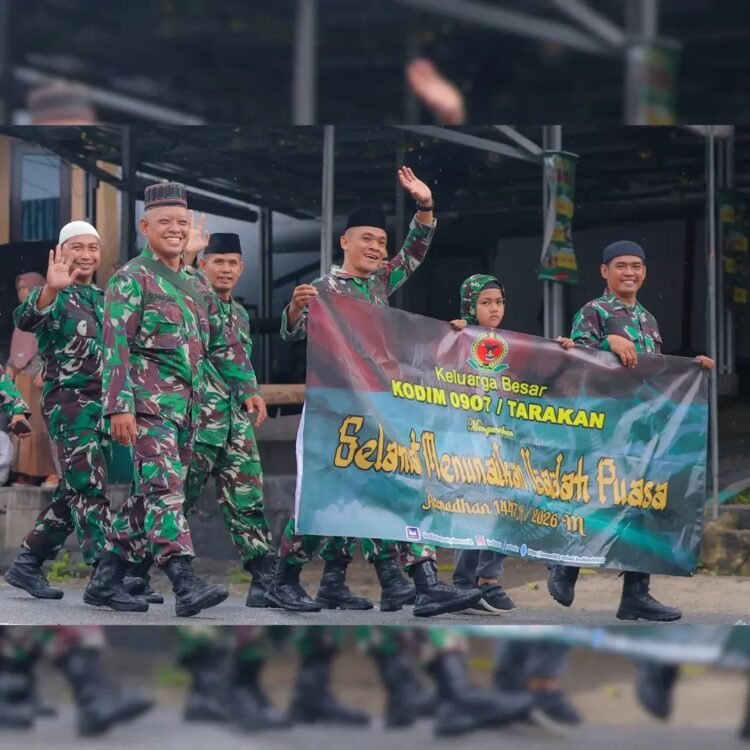 Prajurit Kodim 0907/Tarakan Turut Meriahkan Kirab Ta’aruf Ramadan 1447 H