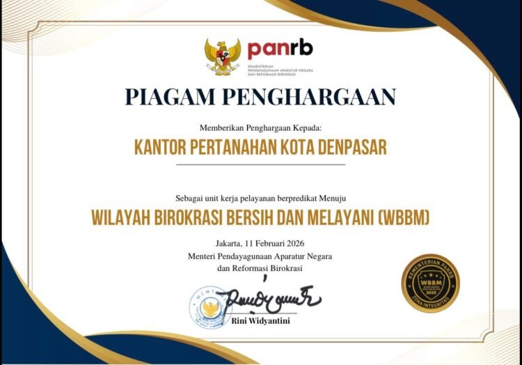 Kantah Kota Denpasar Raih Predikat WBBM, ATR/BPN Tambah Deretan Satker Berintegritas