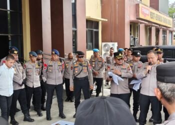 Kawal Aksi GERAM, Satu SSK Brimob Batalyon B Pelopor Perketat Pengamanan di Mako Polresta Samarinda