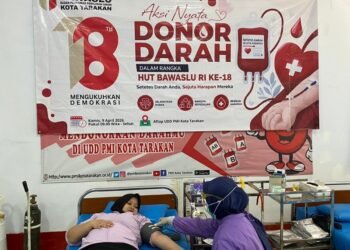 Semangat HUT ke-18, Bawaslu Kota Tarakan Wujudkan Kepedulian Lewat Donor Darah