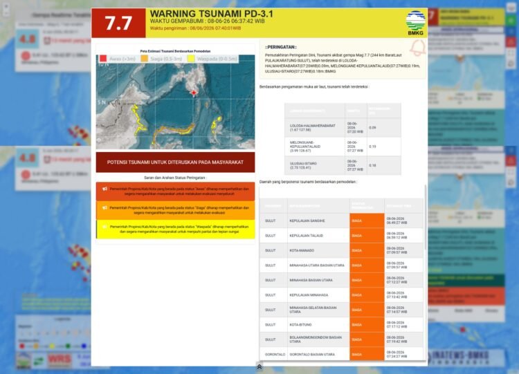BMKG Mutakhirkan Peringatan Dini Tsunami, Gempa M7,7 Mindanao Picu Status WASPADA di Tarakan