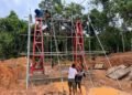 Tali Sling Mulai Dipasang, Pembangunan Jembatan Perintis Garuda Buong Baru Terus Dikebut