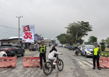 Jaga Kelancaran Car Free Day, Sat Lantas dan Sat Samapta Polresta Bulungan Amankan Kawasan Tepi Sungai Kayan