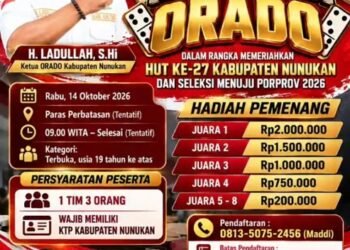 Meriahkan HUT Ke-27 Nunukan, ORADO Gelar Turnamen Domino Sekaligus Seleksi Porprov Kaltara 2026