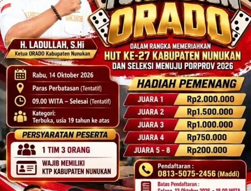 Meriahkan HUT Ke-27 Nunukan, ORADO Gelar Turnamen Domino Sekaligus Seleksi Porprov Kaltara 2026