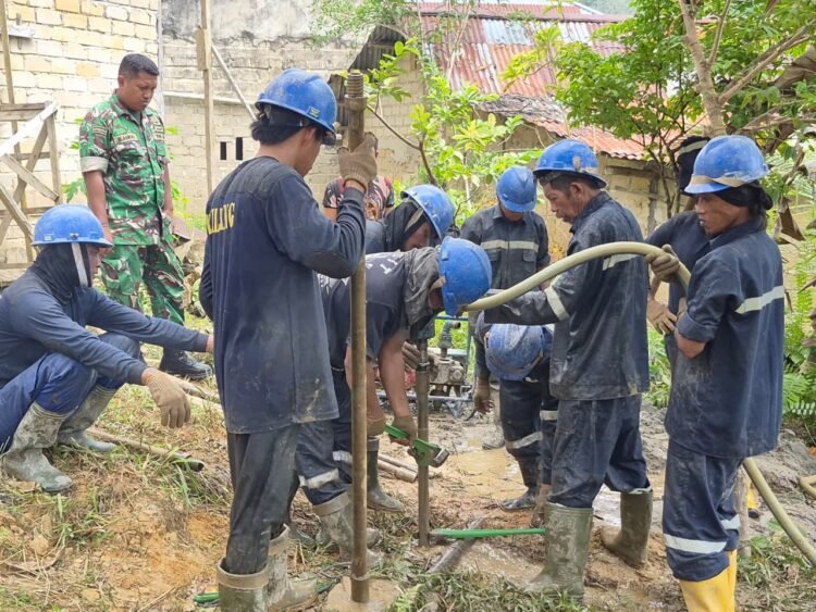 Sumur Bor TMMD ke-130 Kodim Tarakan Mulai Keluarkan Air